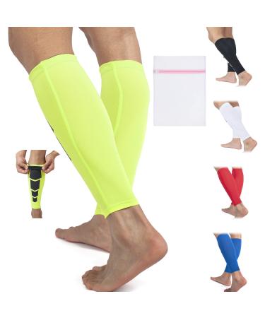 360 RELIEF Compression Calf Sleeves - for Fitness Sports | Shin Splints Torn Muscle Cramps Workout Circulation Running Jogging Marathon Hiking | 1 Pair Large Green with Mesh Laundry Bag | Green L-1PAIR