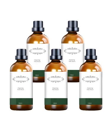 Cedarwood Essential Oil 5 Pcs 100ml(3.38oz) Cedarwood Oil for Aromatherapy Diffuser Soap Candle Making Kit 100% Pure Natural Diffuser Oil for Skin Hair Organic Perfume Oil Gift-Ready Set