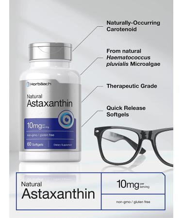 Astaxanthin 10mg Softgels | 60 Count | Non-GMO & Gluten Free | Horbaach - Buy Online on GoSupps.com