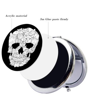 BYBART Metal Compact Mirror - 2X/1X Magnifying Handheld Makeup Mirror - Cat Skull Design - Portable for Travel - Buy Online on GoSupps.com