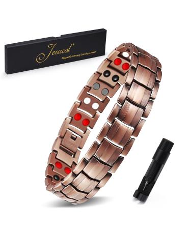 Jeracol Lymphatic Drainage Copper Bracelet for Men 99% Pure Copper Magnetic Bracelet with 4 Element Magnets Adjustable Wristband Brazaletes with Sizing Tool B-copper2 - Buy Online on GoSupps.com