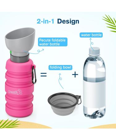 Pecute Dog Water Bottle - Foldable Safe & Non-Toxic 850ml for Dogs | Perfect for Outdoor Activities Training & Travel - Pink XL - Buy Online on GoSupps.com