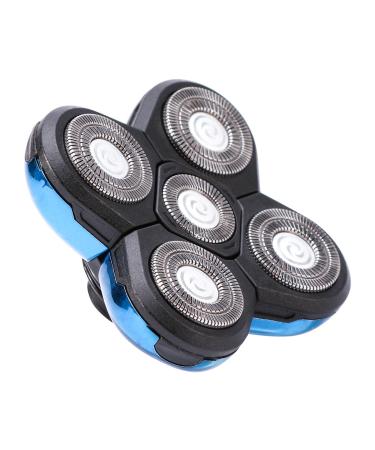 T tes de lame de rasoir 5 t tes de rechange pour barbe facile installer t te de rasoir lectrique pour t te et visage (couleur : bleu)