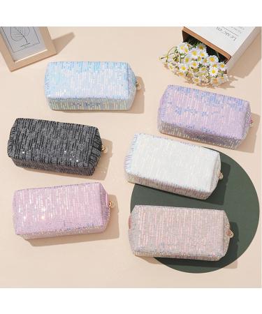 New Embroidered Sequin Makeup Bag with Large Capacity High Appearance Cute Portable Storage Bag Washing Bag (White) - Buy Online on GoSupps.com