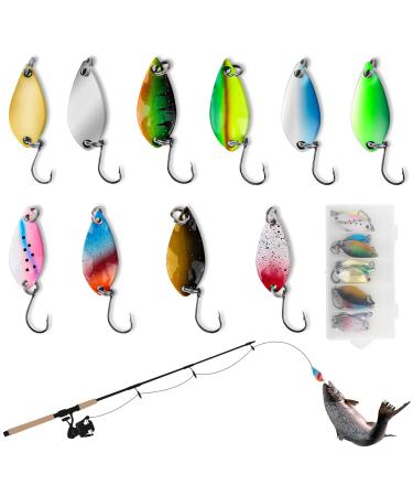 Spoon trout bait set trout bait 5g 3.5g 2.5g trout spoon set 10 pieces of single hook trout fishing bait spoon with box for trout perch fishing fishing excursions spoon style - Buy Online on GoSupps.com
