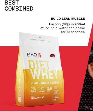 PhD Nutrition Diet Whey Protein Powder 2kg - Vanilla Cr me | Low Calorie, Low Carb, High Protein Formula | 80 Servings - Buy Online on GoSupps.com