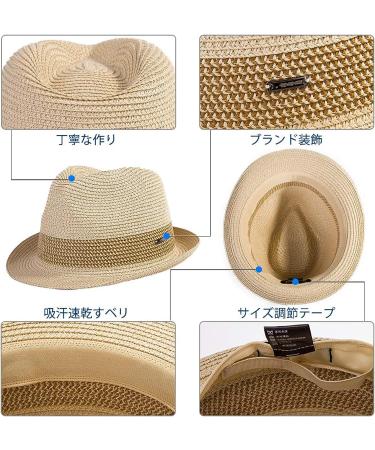 Fancet Packable Straw Fedora Panama Hat for Men & Women - Beige | Sun Summer Beach Trilby - Medium 16010 - Buy Online on GoSupps.com
