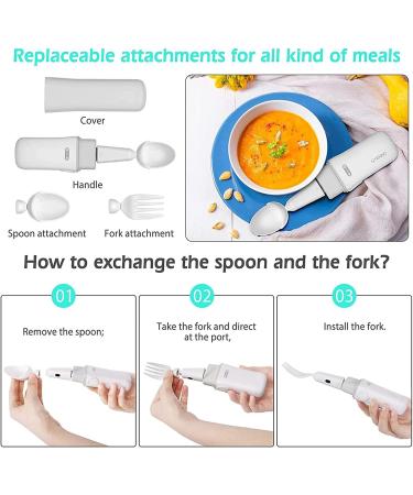 Parkinson Spoon Portable Smart Stabilizer Spoon with Fork 360 Assisted Feeding Spoon with Self Stabilizing Portable Replaceable Meal Head for Arthritis Parkinson's Patients or Tremors Sufferers - Buy Online on GoSupps.com