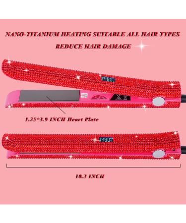 Rhinestone Flat Iron Hair Straightener - 480 F High Temp Titanium 2-in-1 Curling & Straightening Tool for Women - Dual Voltage Fast Heat Up Professional Salon Quality - Buy Online on GoSupps.com
