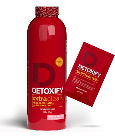 Detoxify – Xxtra Clean Herbal – Tropical Fruit Flavor - 20 oz – Professionally Formulated Extra Strength Herbal Detox Drink – Enhanced with Ginseng Extract & Milk Thistle Extract - Plus Sticker