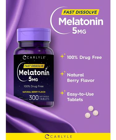 Carlyle Melatonin Fast Dissolve 5mg - 300 Tablets - Sleep Aid & Relaxation - Buy Online on GoSupps.com