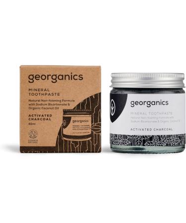 Georganics Organic Coconut Oil Toothpaste with Activated Charcoal - 60ml Remineralizing & Whitening Natural Formula - Buy Online on GoSupps.com
