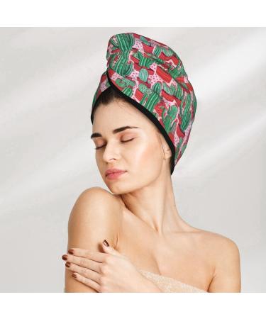 Colorful Cactus Microfiber Hair Towel - Super Absorbent Coral Velvet Wrap for Women | Quick Dry Cap for Long Curly & Thick Hair - Buy Online on GoSupps.com