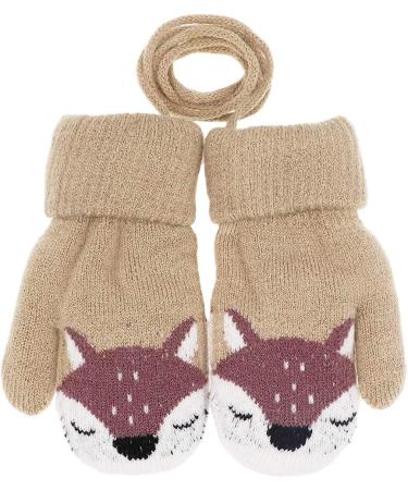 iEasey Cute Baby Winter Knitted Mittens | Fox Fleece Lined Gloves for 0-3 Years | Kids Thermal Ski Snow Hand Warmer | Xmas Gift (Brown/Light Brown) - Buy Online on GoSupps.com