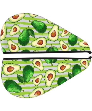 Hair Towel Wrap - Quick Drying Hair Turban with Button | Avocado Green Striped - Buy Online on GoSupps.com