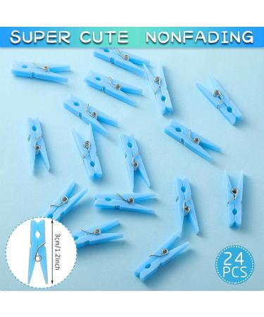 48 Pieces Baby Shower Decorations 24 Plastic Pacifiers and 24 Mini Clothes Pins Transparent Baby Showers Pacifiers Necklace Baby Girl Boy Pacifier Necklace for Party Favor Plastic Clothespins (Blue) - Buy Online on GoSupps.com