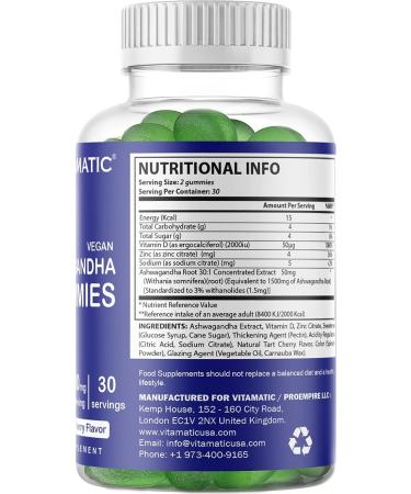 Vitamatic Ashwagandha Gummies 1500mg - 60 Gummies  - Buy Online on GoSupps.com