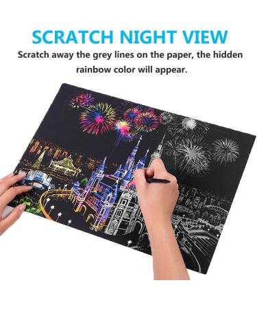 Rainbow Scratch Paper Sketch Pads - 4 Pack Night View Scratchboard for Adults & Kids - 16 X 11.2 Inches - Buy Online on GoSupps.com