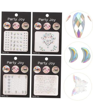 Gogogmee 4 Sheets Face Stickers Manicure Stickers Face Jewelry Gems for Hair Stickers for Nails Flat Back Embellishments Makeup Rhinestones for Eyes Eye Rhinestones Makeup Nail Gems Resin - Buy Online on GoSupps.com