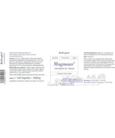 Bioprophyl Magmaar 750 mg L-Arginine Zinc Selenium & Vitamins for Fertility - 120 Vegetarian Capsules - International Shipping Available - Buy Online on GoSupps.com