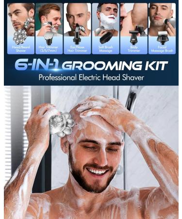 Rantizon Electric Head Shaver for Men - 8D Upgraded 6-in-1 Bald Head Shaver - Waterproof Wet/Dry Razor for Beard Grooming - Cordless Rechargeable - Buy Online on GoSupps.com