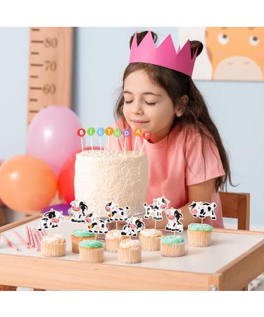 Cow Cupcake Toppers MOO Cow Cupcake Picks for Farm Animal Theme 1st Birthday Baby Shower Party Set of 48 (B) - Buy Online on GoSupps.com