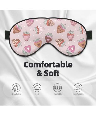 Strawberry Cake Print Sleep Eye Mask - Soft Blindfold for Travel & Night Sleeping with Elastic Strap - Buy Online on GoSupps.com