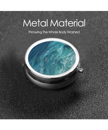 Deep Ocean Round Pill Box - 3 Compartment Portable Organizer for Purse & Pocket | Travel Pill Storage Solution - Buy Online on GoSupps.com