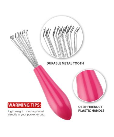 4-Piece Hair Brush Cleaning Tool Set for Home and Salon Use - Pink Plastic Handle - Buy Online on GoSupps.com