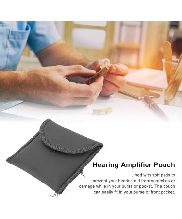 Portable PU Leather Hearing Aid Case - Compact Pocket-Sized Black Bag for Amplifiers - Buy Online on GoSupps.com