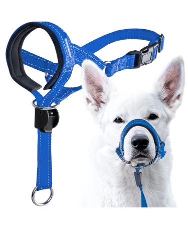 Goodboy Dog Halver with Seat belt prevents strong pulling on the leash padded halter for small medium -sized and large dogs including halter (size 1 blue nylon) Size 1 (pack of 1) blue nylon black padding