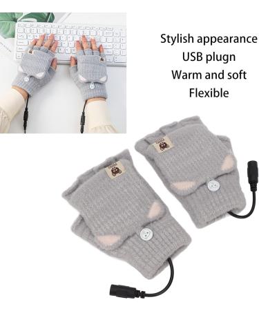 USB Heated Gloves Mens Fashion Office Work Fingerless Heating (Grey) - Buy Online on GoSupps.com