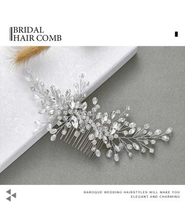 Catery Rhinestone Bridal Hair Comb - Silver Wedding Hair Piece for Women and Girls - Buy Online on GoSupps.com