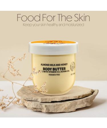 Almond Milk and Honey Body Butter - 6oz Ultra-Hydrating Shea Butter Cream with Jojoba Oil & Vitamin E - Natural Moisturizer for Men and Women - Ideal for Normal to Dry Skin - Buy Online on GoSupps.com