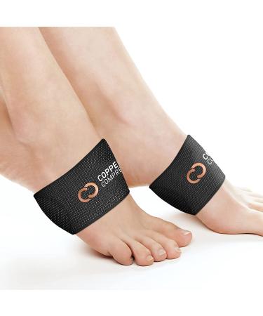 Copper Compression Padded Arch Support - Plantar Fasciitis Braces/Sleeves for Foot Pain Relief (1 Pair) - Buy Online on GoSupps.com