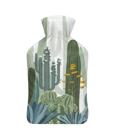 Hot Water Bottle With Lid Cactus Forest Rubber Hot Water Bag For Pain Relief Cramps Foot Warmer Hot And Cold Therapy