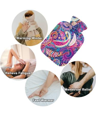 Colorful Paisley Flower Hot Water Bottle with Cover - 2L for Back Pain Relief & Cold Therapy | Naanle International Shipping - Buy Online on GoSupps.com