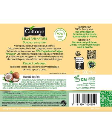 Cottage Shower extra care oil with coconut oil for dry and sensitive skin 560 ml Fragrancefree - Buy Online on GoSupps.com
