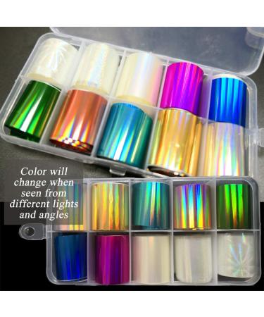 Holographic Transfer Nail Foil Sticker Set - Silver Laser Nail Decals & Strip Tape for Art Design Decoration - 30 Rolls in Total - Buy Online on GoSupps.com