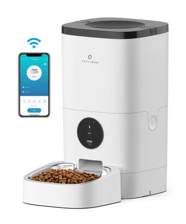 PETLIBRO Automatic Cat Feeders, 2.4G WiFi Enabled Smart Food Dispenser with Stainless Steel Food Bowl for Dry Food, APP Control and Up to 10 Meals Per Day 10s Voice Recorder 4L/6L Black 6L