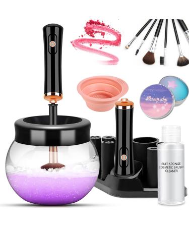 DOTSOG Makeup Brush Cleaner Dryer Sets Electric Brush Cleaner Machine Automatic Brush Cleaner Spinner Makeup BrushTools  Come with 50ml Makeup Brush Cleaner Cleaning Soap and Silicone Cleaning Bowl(Black)