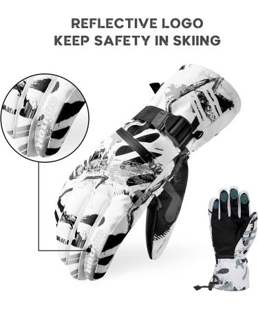 Ski Gloves - Waterproof Snow Gloves -30 Winter Gloves for Cold Weather Touchscreen Snowboard Gloves - White (Medium) - Men Women - Buy Online on GoSupps.com