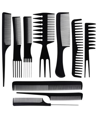 Oneleaf Styling Hair Comb 10PCS Hair Stylists Professional Styling Comb Set Variety Pack Great for All Hair Types & Styles black