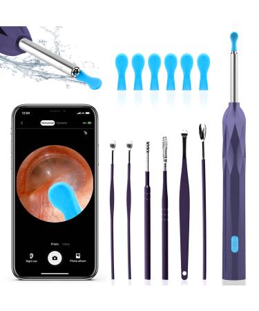 Ear Wax Removal Tool  1920P HD Ear Wax Removal with Camera  Soft Silicone Ear Scoop for Ear Cleaning  6 LED Lights  Compatible with iPhone  iPad  and Android(Purple)