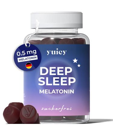 Yuicy melatonin rubber - 60 pcs. Extremely delicious & sugar -free gummy bears to fall asleep - 0.5 mg melatonin high -dose & vegan - Proven sleep aid adults - Deep Sleep 60 Deep Sleep rubber - single pack
