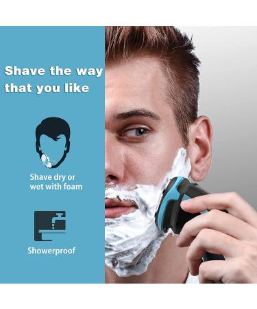 ROAMAN Electric Razor for Men - Rechargeable Wet Dry Shaver with Beard Trimmer - IPX7 Waterproof - Corded/Cordless - Travel Gift Blue - Buy Online on GoSupps.com