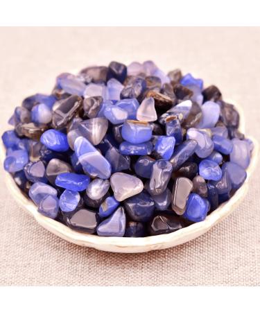 SigMntun Blue Agate Crystal Chips Bulk 0.85lb(385g) for Jewelry and Crafts Decorative Rocks Plants and Vases Sea Glass and Fish Tank Rocks Healing Reiki Stones Making Home Decoration 0.85lb X Blue Agate 0.85 Pounds