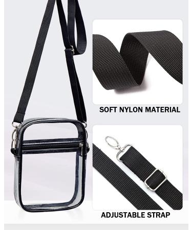 Clear Crossbody Stadium Bag - Adjustable Shoulder Strap - Black - Stadium Approved - Buy Online on GoSupps.com