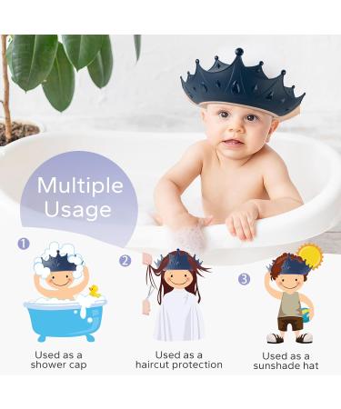 FUNUPUP Baby Shower Cap for Kids - Adjustable Toddler Hair Washing Shield with Shampoo Rinse Cup - Crown Blue - Buy Online on GoSupps.com