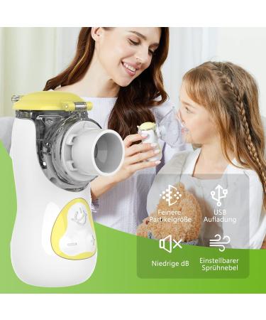 Buy FEELLIFE Inhalation Device for Kids & Adults | Quiet Portable Nebulizer for Babies | Effective Respiratory Relief | Adjustable Spray & 2 Atomizer Membranes (Yellow) - Buy Online on GoSupps.com